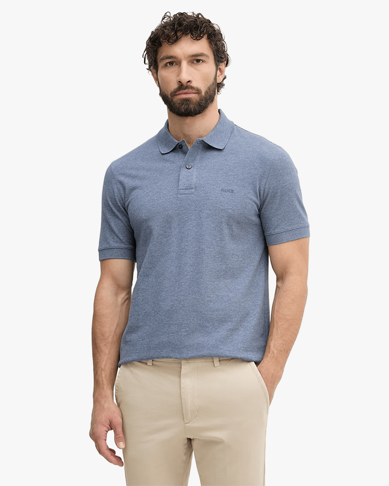 Поло чоловіче Boss Regular Fit Pallas бавовна блакитний меланж 50553564466