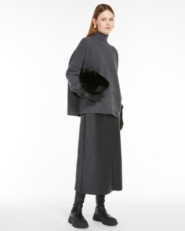 Женская юбка Max Mara Canga 5106092600 кожаная черная