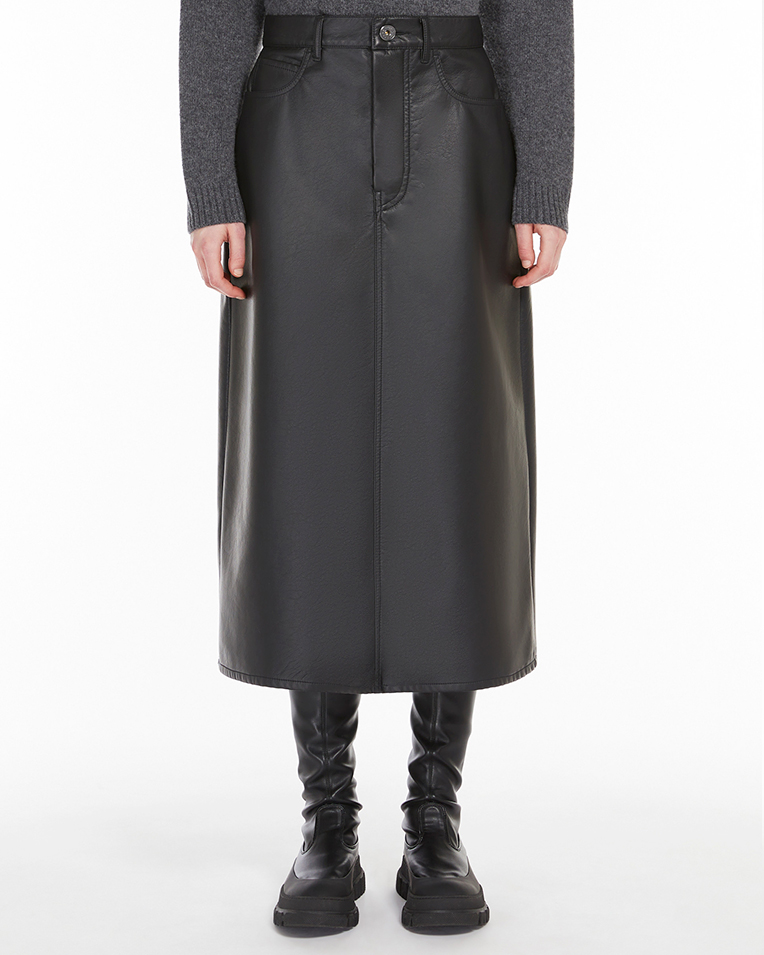 Женская юбка Max Mara Canga 5106092600 кожаная черная