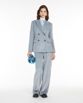 Жіночі оксамитові штани широкі Max Mara Tania бавовна блакитні 5136012600