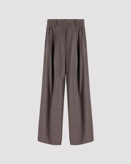 Жіночі штани прямі Max Mara Melodia вовна коричневі в клітинку 5136142600-048