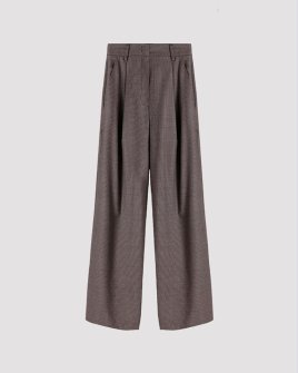Жіночі штани прямі Max Mara Melodia вовна коричневі в клітинку 5136142600-048