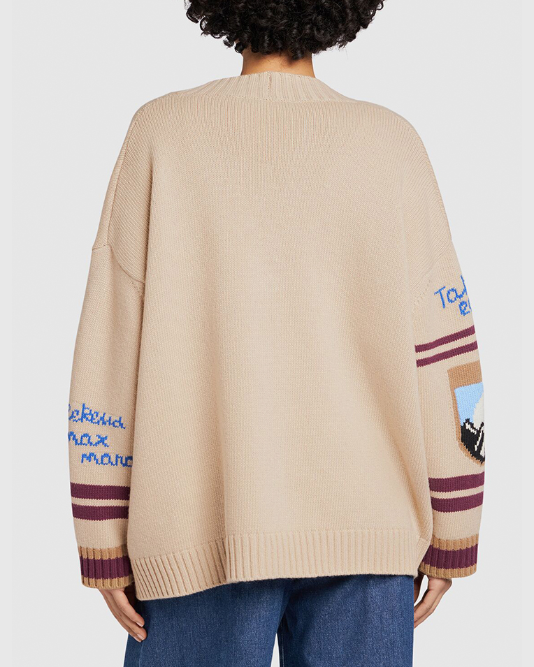 Жіночий кардиган Max Mara Cairo з вовни та вишивкою бежевий 5346052600