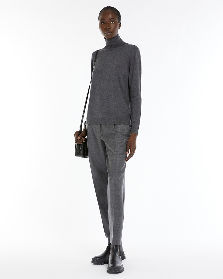 Жіночий гольф, водолазка Max Mara Kiku з шовку та вовни сірий 5366022600-006