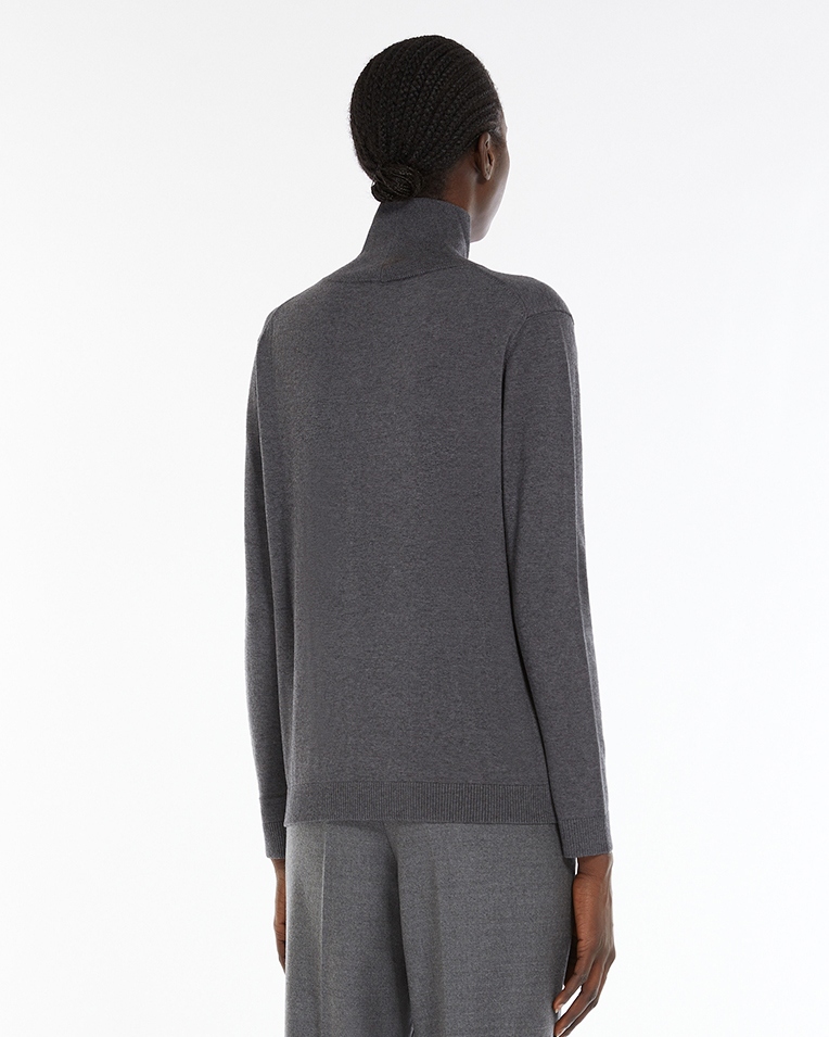 Женский гольф, водолазка Max Mara Kiku с шелка и шерсти серый 5366022600-006