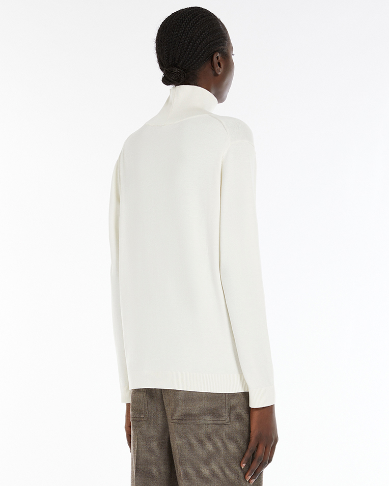 Жіночий гольф, водолазка Max Mara Kiku з шовку та вовни молочний 5366022600-01
