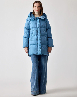Жіночий пуховик парку Max Mara Newbembo з капюшоном блакитний 5496042600-030