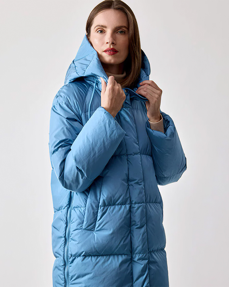Жіночий пуховик парку Max Mara Newbembo з капюшоном блакитний 5496042600-030