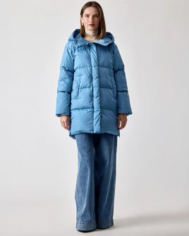 Жіночий пуховик парку Max Mara Newbembo з капюшоном блакитний 5496042600-030
