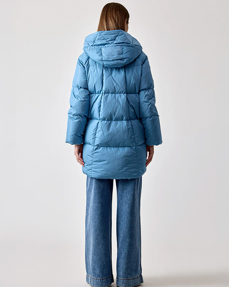 Женский пуховик парка Max Mara Newbembo с капюшоном голубой 5496042600-030