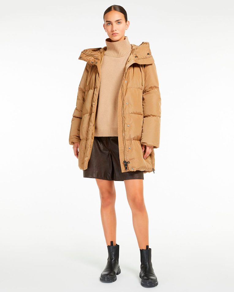 Жіночий пуховик парка Max Mara Newbembo з капюшоном бежевий 5496042600-09