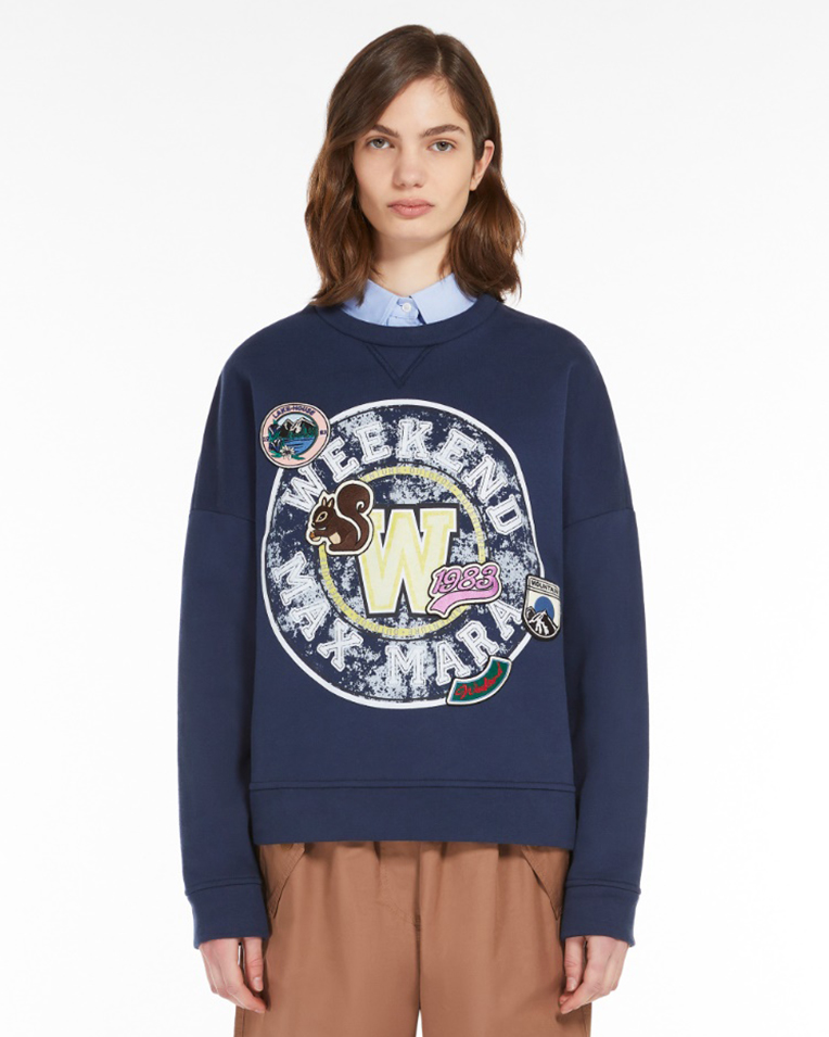 Жіночий світшот Max Mara Medea бавовна синя 5926022600