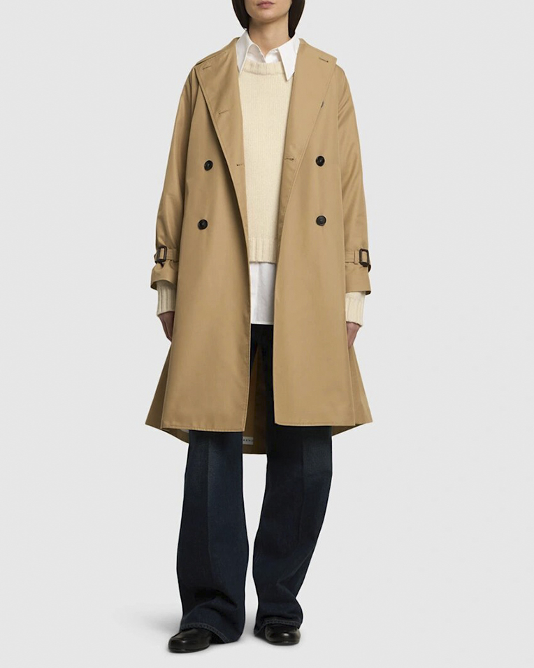 Женский двусторонний тренч Max Mara Weekend Canasta хлопок бежевый 81I-F4U001