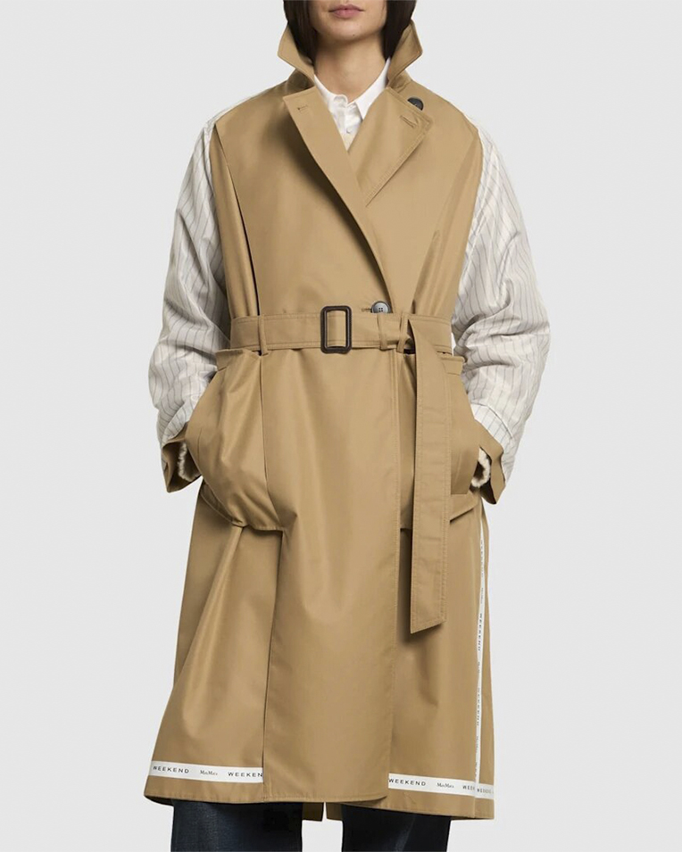 Женский двусторонний тренч Max Mara Weekend Canasta хлопок бежевый 81I-F4U001