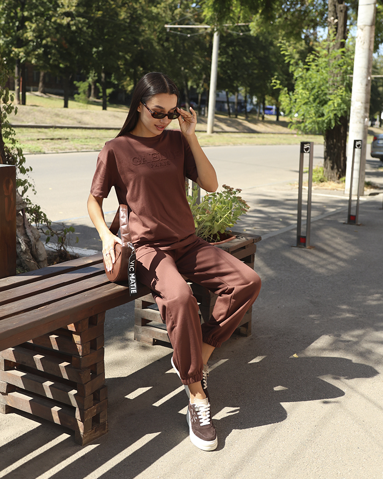 Жіноча футболка Gaëlle Paris коричневий GAABW07504 Bruciato