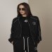 Женский костюм Gaëlle Paris бомбер с брюками черный с белыми лампасами GAABW09387 GAABW09388 