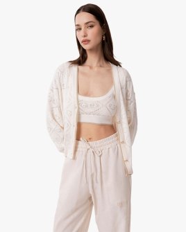 Кардиган женский с топом Gaëlle Paris вязаный, молочный GAABW09402  GAABW09403