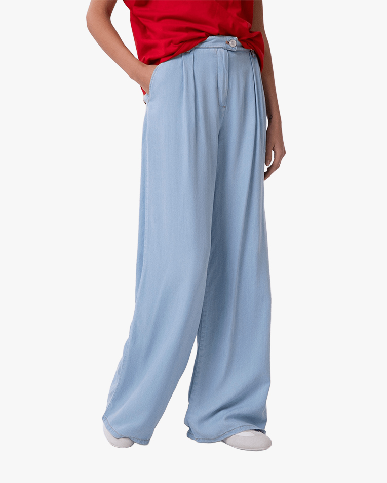 Женские джинсы Wide Leg Gaëlle Paris хлопок голубой GAABW09530