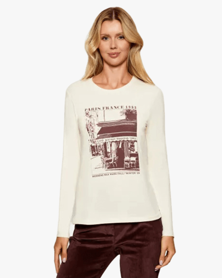 Жіночий лонгслів Max Mara Weekend Alias ​​з молочним принтом MW255W00004700600