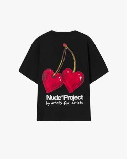 Футболка Nude Project бавовна чорна з принтом juicy-cherry-tee-black