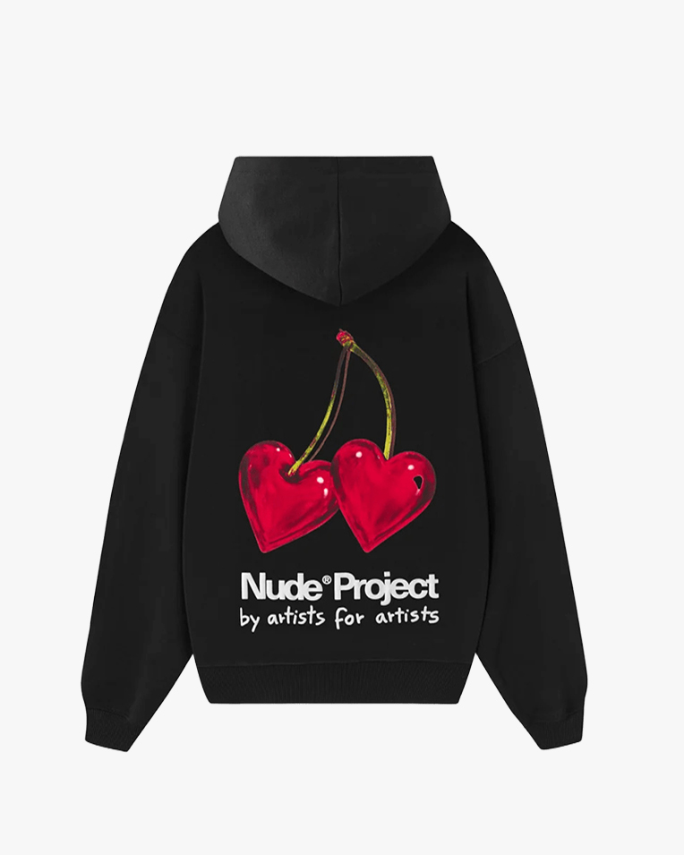 Худі Nude Project бавовна з утеплювачем чорна з принтом metal-cherry-hood-black
