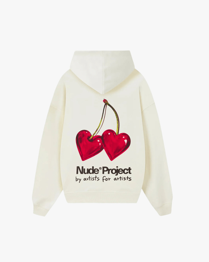 Худі Nude Project бавовна з молочним утеплювачем з принтом metal-cherry-hood-marshmallow