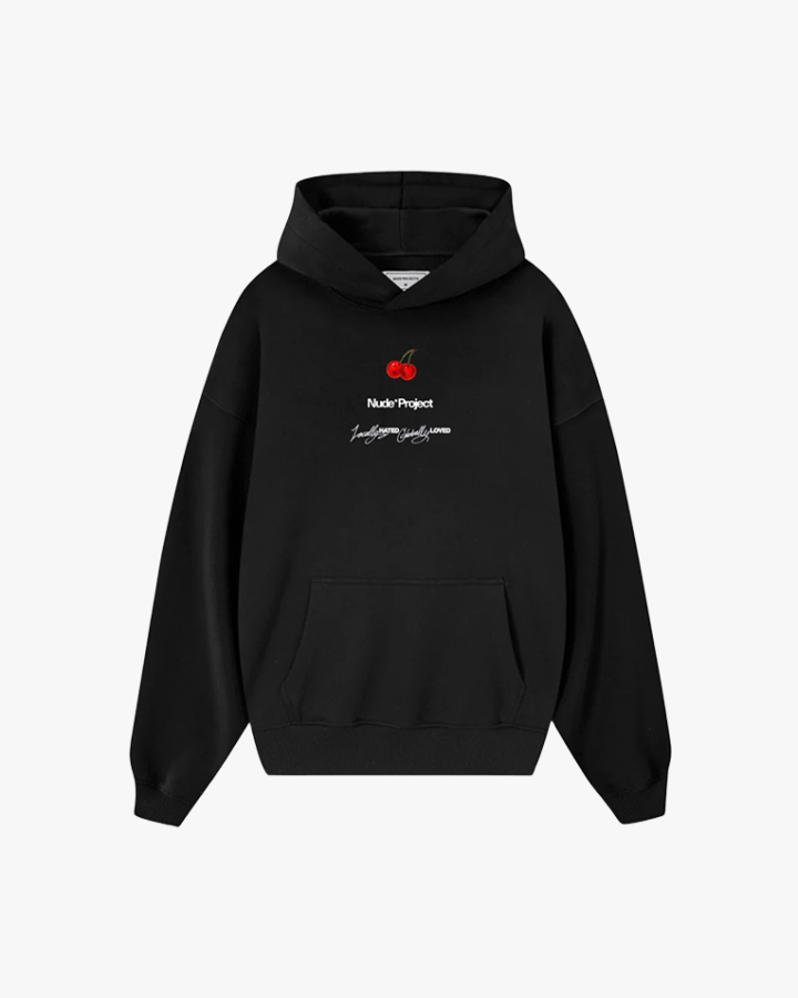 Худі Nude Project бавовна з утеплювачем чорна з принтом nude-tour-hood-fw25-black