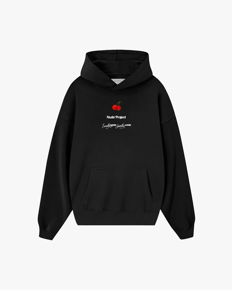 Худі Nude Project бавовна з утеплювачем чорна з принтом nude-tour-hood-fw25-black