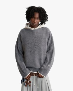 Светр Nude Project сірий з додаванням вовни sky-knit-off-white