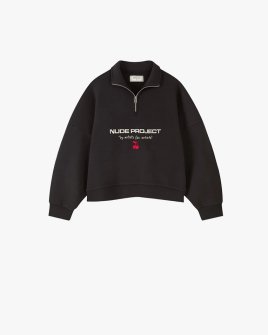 Світшот унісекс Nude Project бавовна чорна з принтом на блискавці sport-halfzip-black