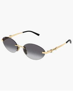 Солнцезащитные очки овальные Gucci SIGN серая линза градиент без оправы GG2051S 002