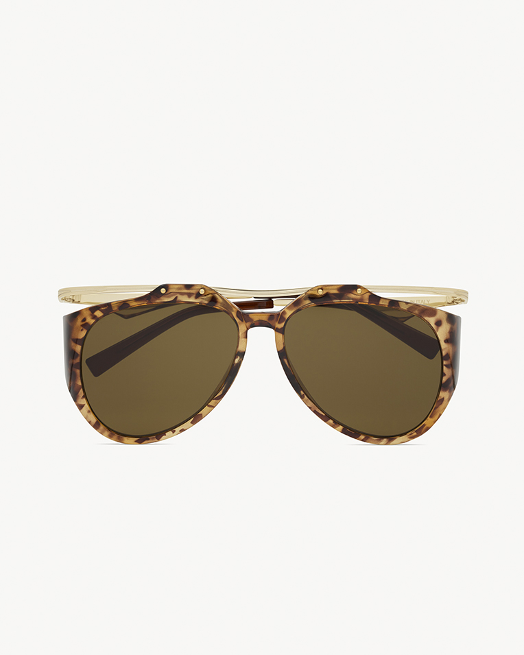 Солнцезащитные очки авиаторы Saint Laurent SL M137 в коричневой оправе с золотом 791905Y99632350