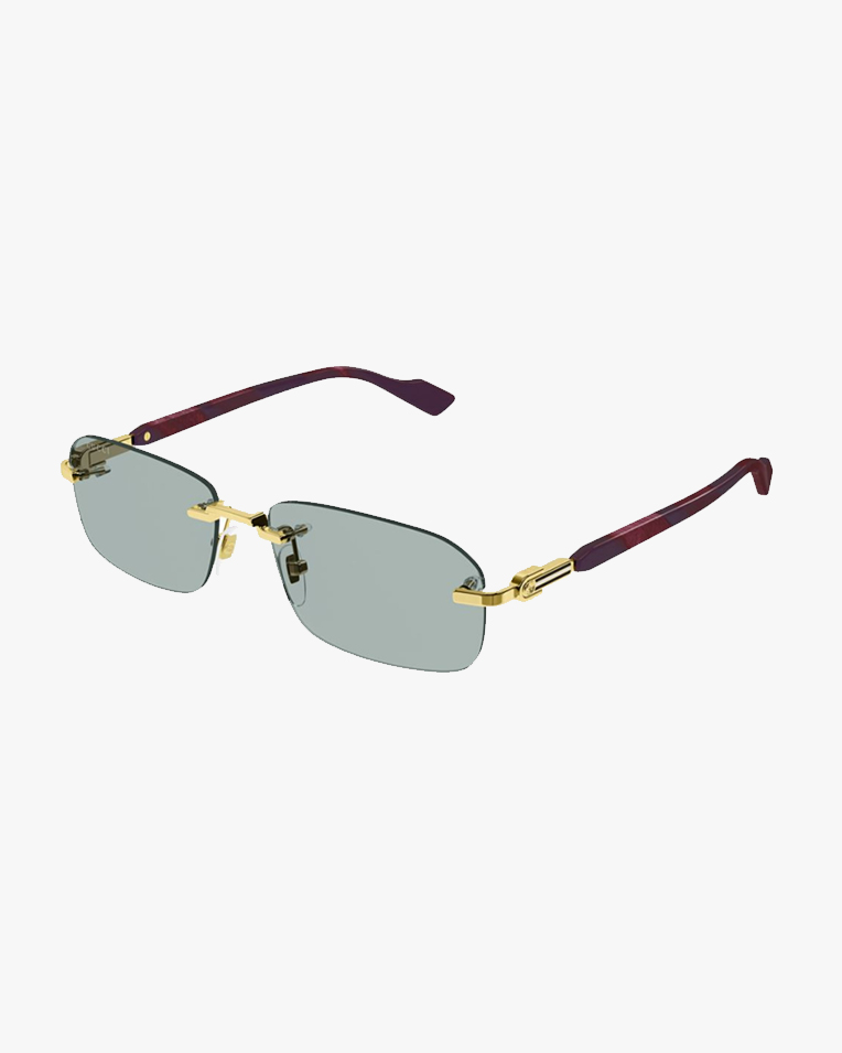 Солнцезащитные очки прямоугольные Gucci без оправы с зеленой линзой GG1221S 003