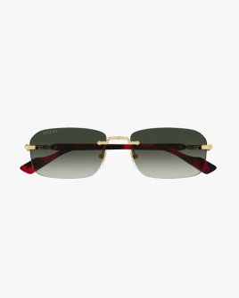 Солнцезащитные очки прямоугольные Gucci без оправы с темно серой градиентной линзой GG1221S 006