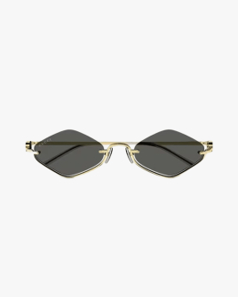 Солнцезащитные очки ромбы Gucci Geometric в золотой оправе c серой линзой GG1604S 001