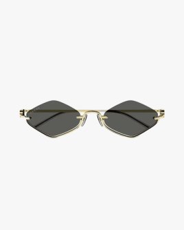 Сонцезахисні окуляри ромби Gucci Geometric у золотій оправі із сірою лінзою GG1604S 001
