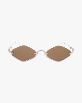 Солнцезащитные очки ромбы Gucci Geometric в золотой оправе c коричневой линзой GG1604S 002