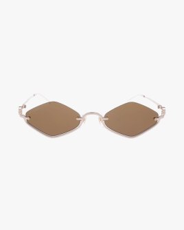 Сонцезахисні окуляри ромби Gucci Geometric у золотій оправі з коричневою лінзою GG1604S 002