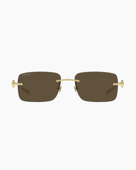 Солнцезащитные очки прямоугольные Gucci Rimless в золотой оправе GG1703-004 