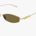 Солнцезащитные очки овальные Gucci в золотой оправе с коричневой линзой GG1802S 005