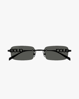 Солнцезащитные очки прямоугольные Gucci без оправы с черной линзой GG1808S 001
