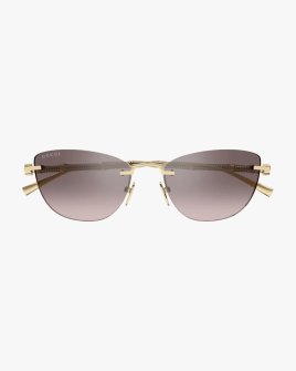 Солнцезащитные очки кошачий глаз Gucci без оправы с коричневой линзой градиент GG2063S 005