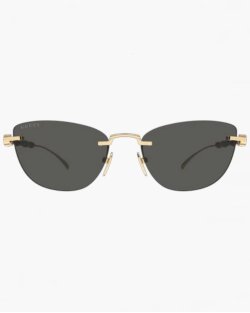 Солнцезащитные очки кошачий глаз Gucci без оправы с серой линзой  GG2063S 002