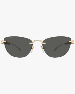 Солнцезащитные очки кошачий глаз Gucci без оправы с серой линзой  GG2063S 002
