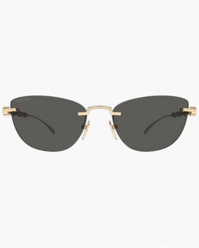 Солнцезащитные очки кошачий глаз Gucci без оправы с серой линзой  GG2063S 002