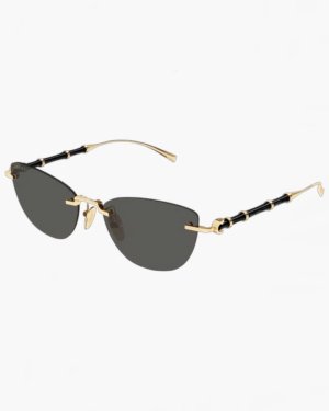 Солнцезащитные очки кошачий глаз Gucci без оправы с серой линзой  GG2063S 002