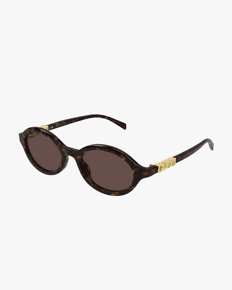 Солнцезащитные очки овальные Gucci havana в коричневой оправе с коричневой линзой GG2153S 002