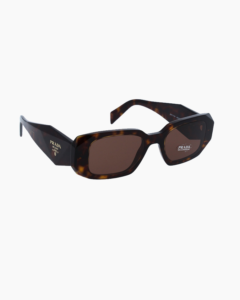 Солнцезащитные очки прямоугольные Prada PR 17WS 2AU8C1 49 20 в темно коричневой оправе