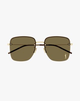 Солнцезащитные очки прямоугольные Saint Laurent без оправы с коричневой линзой SL 312 M 014