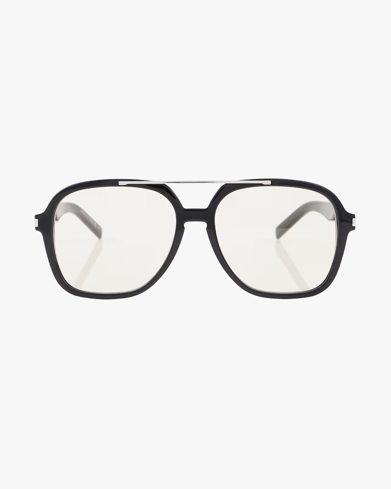 Очки имиджевые панто Saint Laurent в черной оправе с прозрачной линзой SL 545 001